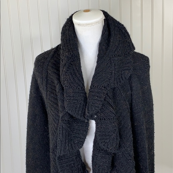 BCBG Maxazria Black cascading  Cardigan Large - Picture 6 of 8